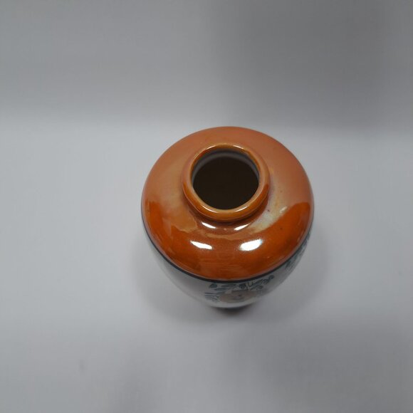 Vintage Japan Lustreware Hand Painted Floral Lantern Vase Stem Bud Flower Pot - Picture 8 of 12